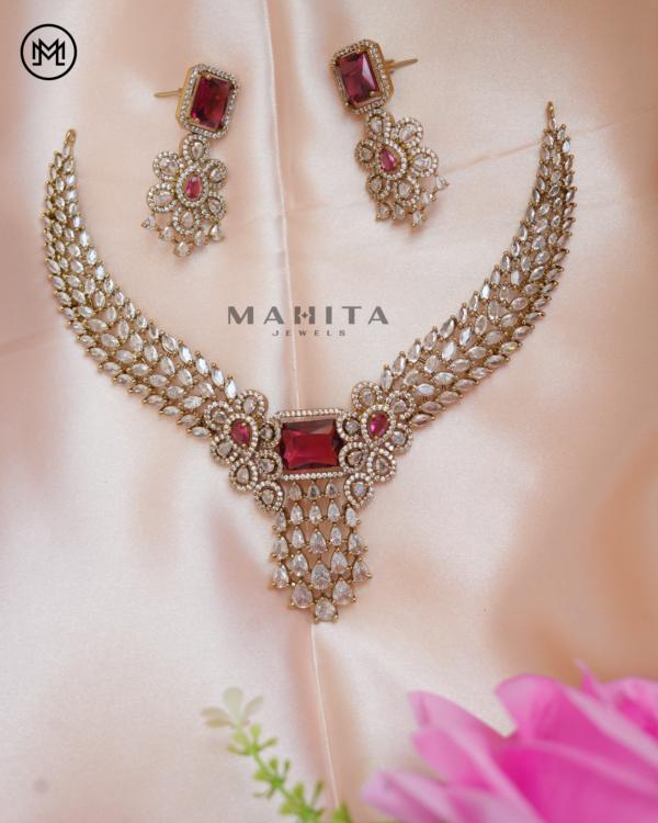 AD stone Red Necklace - Image 2