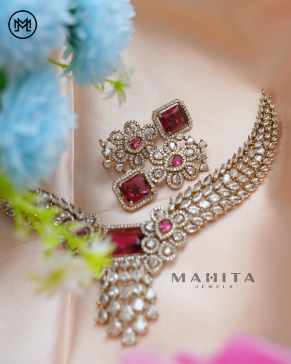 AD stone Red Necklace - Image 3