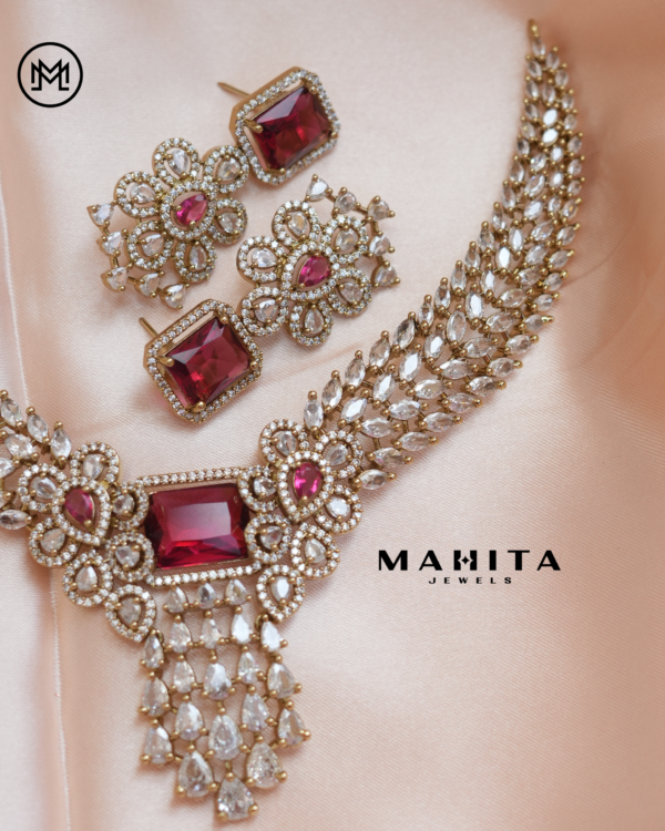 AD stone Red Necklace - Image 5