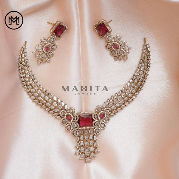 AD stone Red Necklace