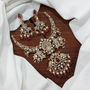 Moissanite Diamond Neckpiece with earrings