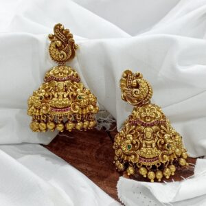 Antique Lakshmi with peacock Jhumkas