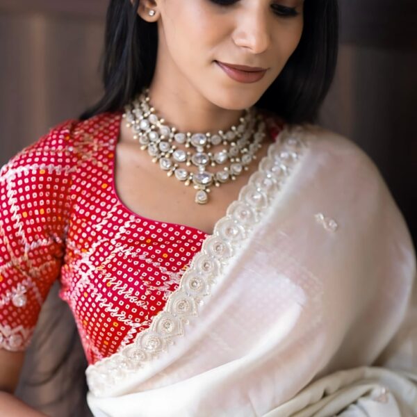 3-Layer White Moissanite Bridal Necklace Set with Earrings - Image 2