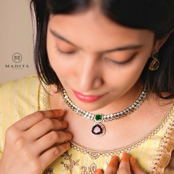 premium-red-green-stone-necklace-mahita-jewels