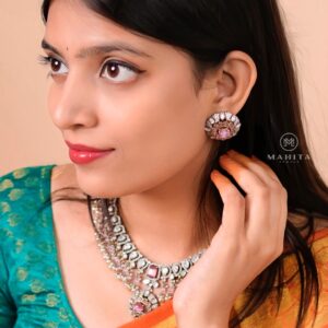 Royal Moissanite Diamond Necklace with earrings